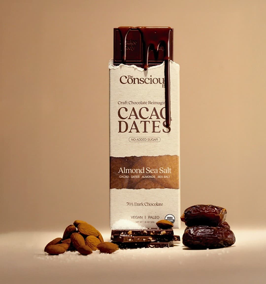 The Conscious Bar Date sweetened chocolate